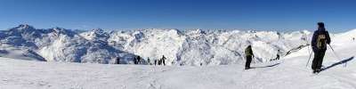 全景图 全景 阿尔卑斯山 山 滑雪 冬天 滑雪 滑雪 滑雪