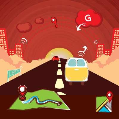 社论 公路旅行的目标 在线路旅行 面包车 车 谷歌地图 谷歌地球