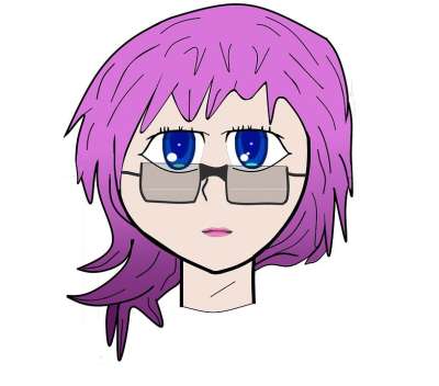 女孩 眼镜 形象的 头 紫色头发 动画 眼睛 漫画 女士 颜色