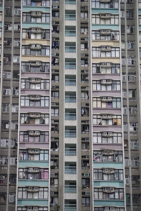 高楼 平坦的 公寓 正面 高的 建造 城市的 生活 多层