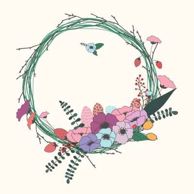 花朵 花圈 花的 装饰 优质的 设计 叶子 卡片 框架 植物