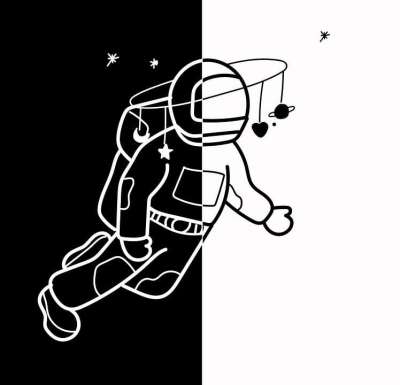 宇航员 星星 画画 房间 宇宙 设计 黑和白 太空旅行 星空