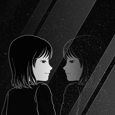 女孩 反射 宇宙 星星 繁星点点 星系 空间 镜子 独自的