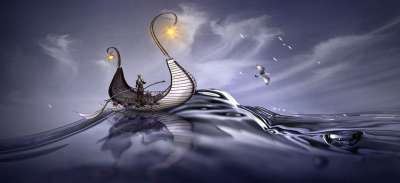 水 海浪 幻想 船 维京人 海 海洋 反射 极好的 蒙太奇
