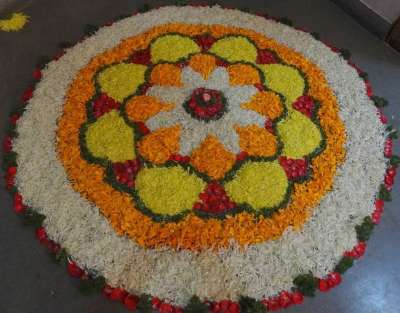 花朵 Rangoli 印度风俗 印度人 装饰 传统的 节日 精神