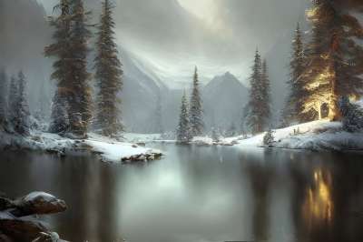 油 油画 艺术 绘画 创造力 框 自然 景观 水 湖 绘图
