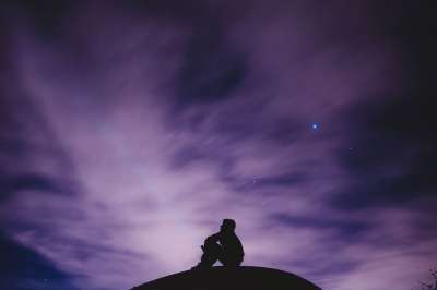 人们 阴影 男人 旅行 冒险 云 天空 独自的 星星