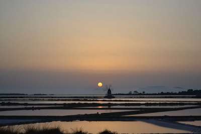 磨机 日落 天空 太阳
