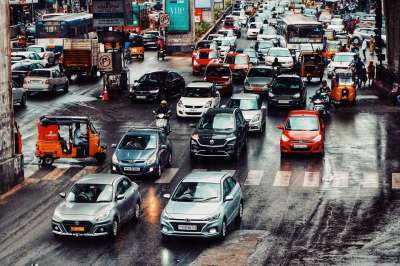 交通 城市 路 街道 雨 海得拉巴 印度 景观 交通 交通