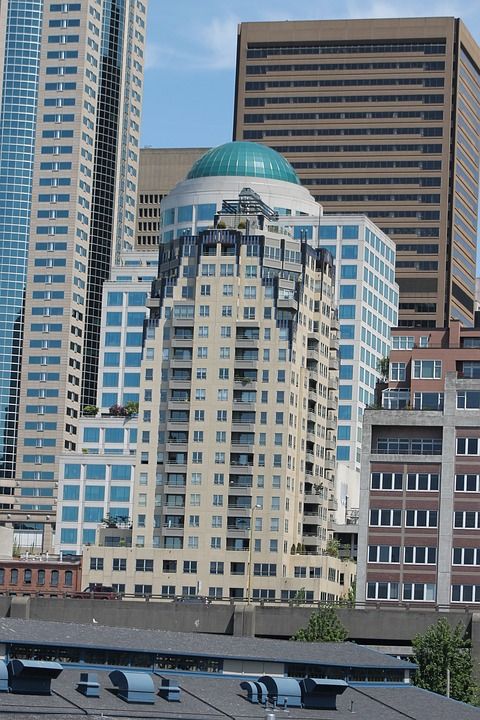西雅图 天际线 建造 塔 市中心 高楼 华盛顿