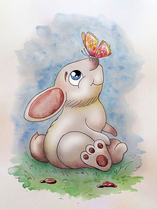 兔子 故事 童年 水彩 绘画 儿童插画 蝴蝶 历史 想像力