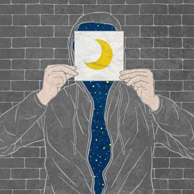 卡通片 绘画 宇宙 星空 虚无 幻想 月亮 灰色的天空