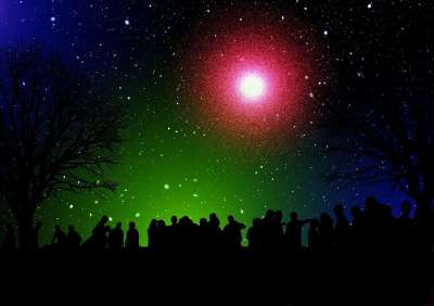 人们 观众 团体 星空 收藏 吃惊 手表 夜晚 夜空 星星
