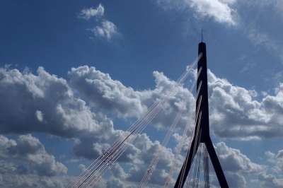 桥 Rheinbrücke 吊桥 Flehe 桥 杜塞尔多夫 建筑学