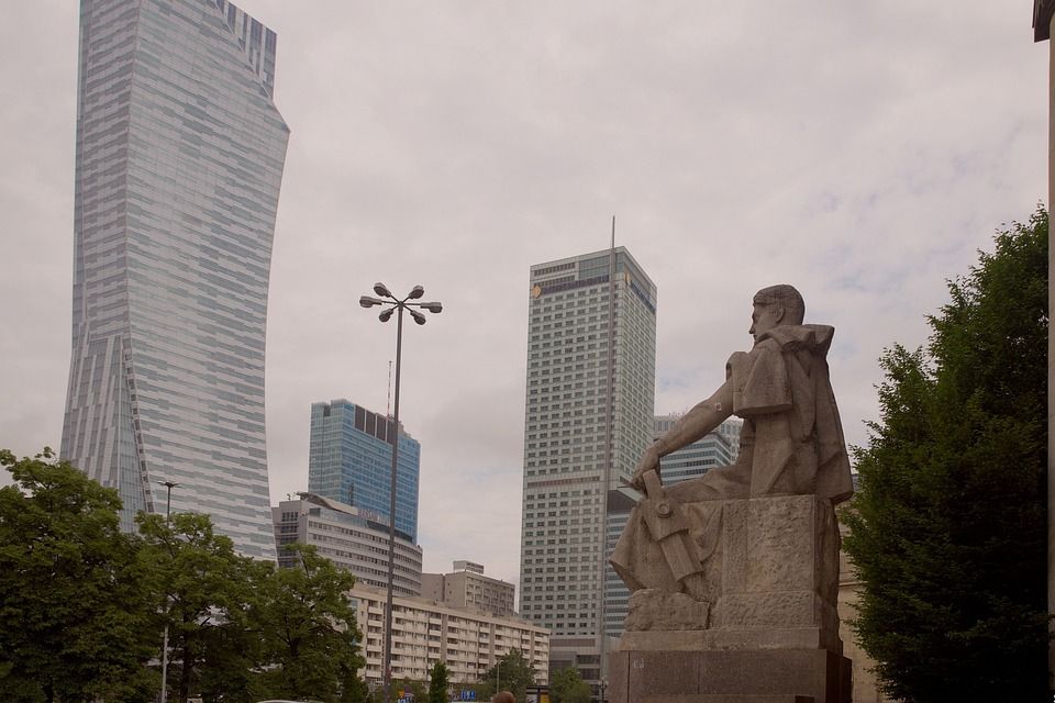 城市, 大城市, 波兰, 建筑学, 摩天大楼, 全景图, 中央, 建筑, 建造