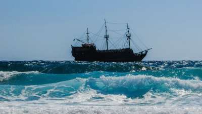 海盗船 战舰 海浪 砸 海 大海 自然 喷 泡沫 力量 活力