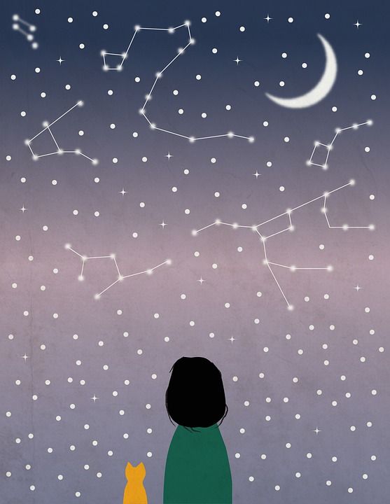 女士 猫 星星 空间 星系 女孩 宇宙 月亮 银河 行星