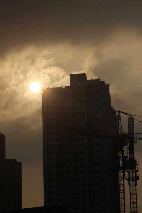 夕阳 高楼 天空 黄昏 建设
