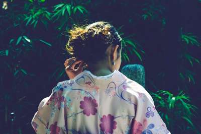 古老的 亚洲 后视图 美丽 特写 裙子 时尚 女性 艺妓 头发