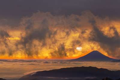 火山 山 天空 幻想 橙色的云 日落 橙色的天空 云 阿尔卑斯山