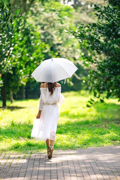 自然 夏天 户外 雨伞 人们 草 植物群 木头 雨 季节