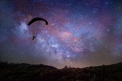 滑翔伞 体育 娱乐活动 降落伞 飞行 航班 冒险 空间 星星