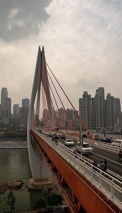 山 城市 街景 建筑 大桥 旅行 科技感 建筑物 高楼大厦