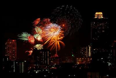 焰火 节日 曼谷 泰国 庆典 喜庆的 黑庆祝