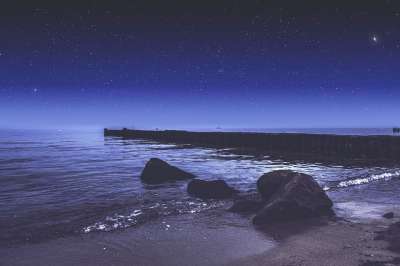 海 码头 星星 水 海洋 星空 夜空 夜晚 晚上 岩石 支撑