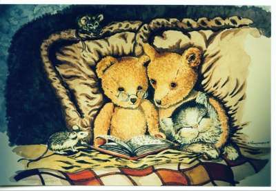 水彩 绘画 装饰性的 泰迪熊 熊 猫 Teddies 老鼠