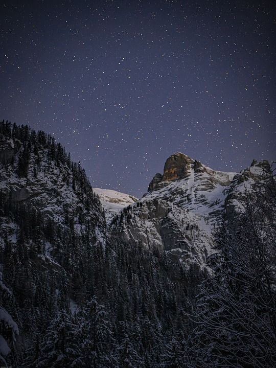 星空, 山, 景观, 星星, 夜空, 空间, 天堂, 宇宙, 夜晚, 自然