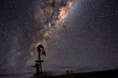 风车 银河 星夜 星空 星星 天文学 景观 空间 星系 宇宙