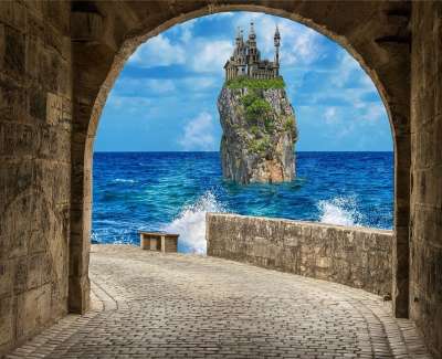 建筑学 旅行 海 弓 水域 石头 自然 地标 城堡 幻想