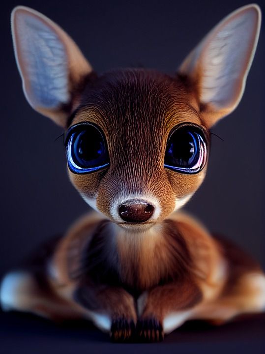 鹿 讨好 小鹿 幼兽 森林动物 獐鹿 3D 渲染 3D 模型