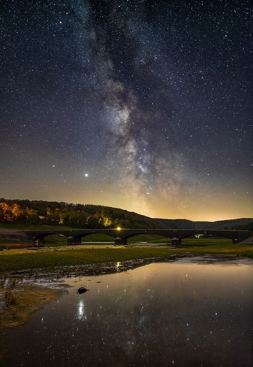 湖 星星 银河 空间 宇宙 夜晚 天空 星系 背景 星空