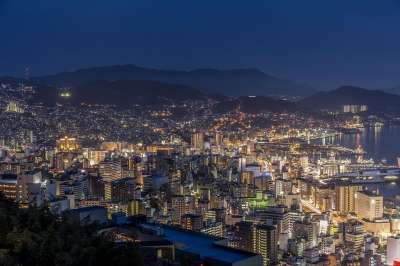 长崎 夜景 日本三大夜景 夜晚 城市景观 光 长崎湾 路灯 旅行