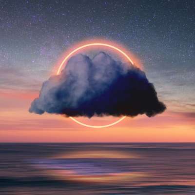 云 星星 海洋 反射 霓虹灯光 夜空 星空