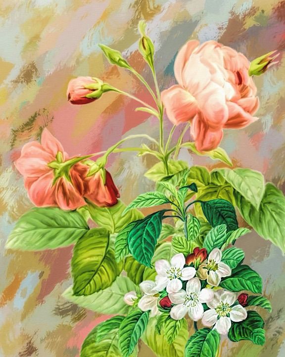 花朵 艺术品 艺术 数字艺术 数字绘画 艺术的 装饰性的 花的