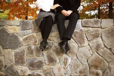 夫妻 自我的婚礼 婚姻 秋季 婚礼 秋天的树叶 墙 爱情 叶