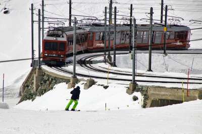 滑雪者 滑轨 拉站 采尔马特 马 Stok 雪 行业 冷 车辆