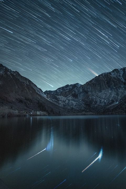 星星 星空 天文摄影 湖 山 夜空 星轨 海 自然 星空