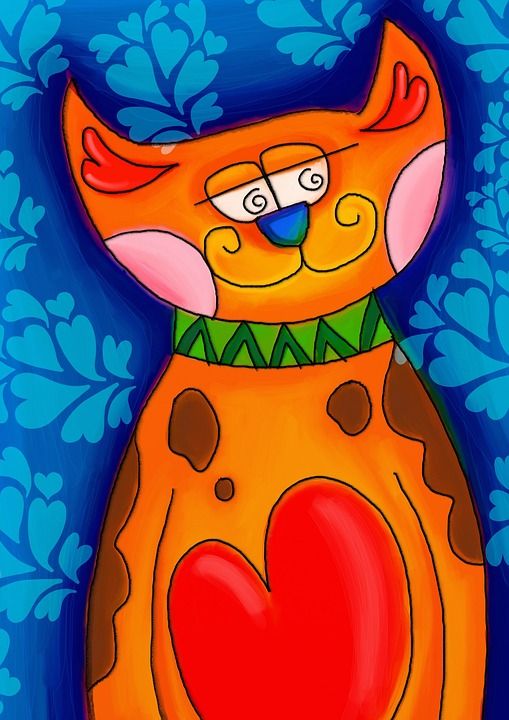 猫 宠物 哺乳动物 动物 可爱的 肖像 猫科动物 卡通片 绘画