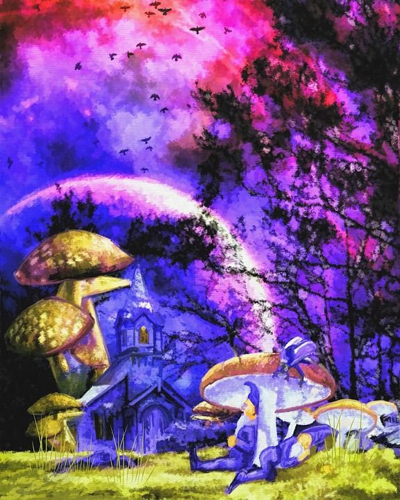 精灵 超现实的 幻想 景观 故事书 神奇 梦 暮 有创造力的