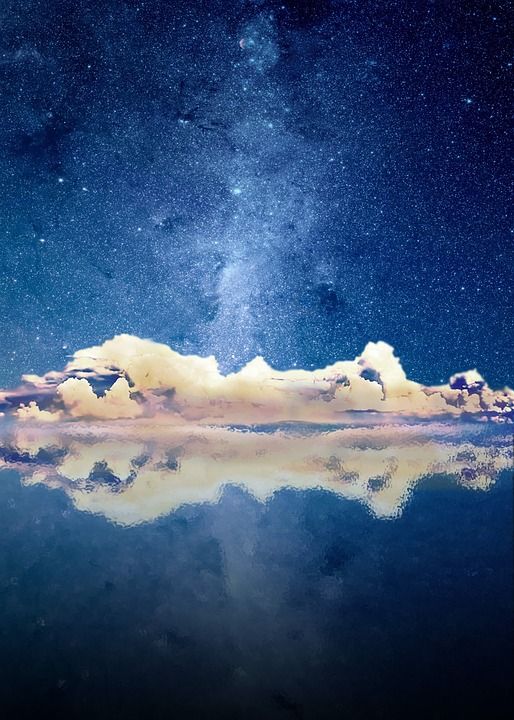 幻想 水 天堂 有创造力的 颜色 蓝色的 傍晚的天空 星空
