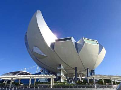 新加坡 艺术科学博物馆 蓝天 地标 滨海湾金沙 旅游 新加坡河