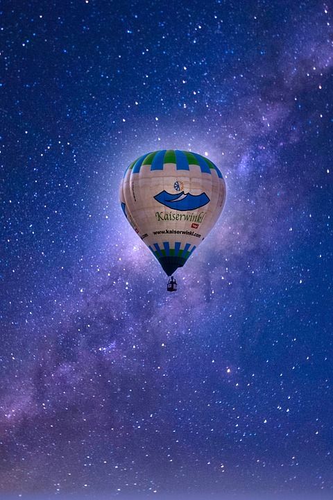 气球 夜空 星星 星空 宇宙 飞行 夜晚 银河系 星系 天堂