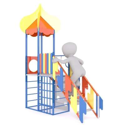 玩 儿童游乐场 操场 攀爬架 爬 多彩多姿的 男性 3D 模型