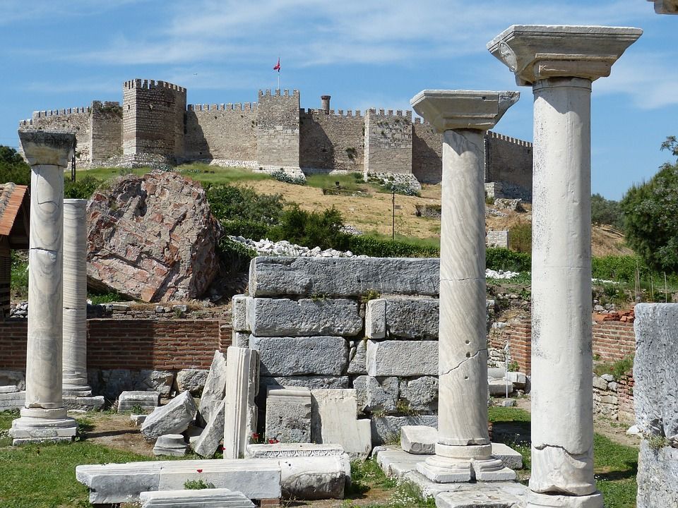以弗所, 古董, 古老的, 支柱, 寺庙, 废墟, 古典建筑, 观光, 旅游