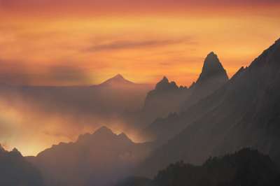 景观 山 日落 雾 亲爱的 云
