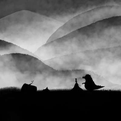 画画 鳄鱼 公主 青蛙 山 有雾的 多雾路段 卡通片 画 乐趣